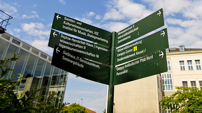 Wegweiser auf dem Campus