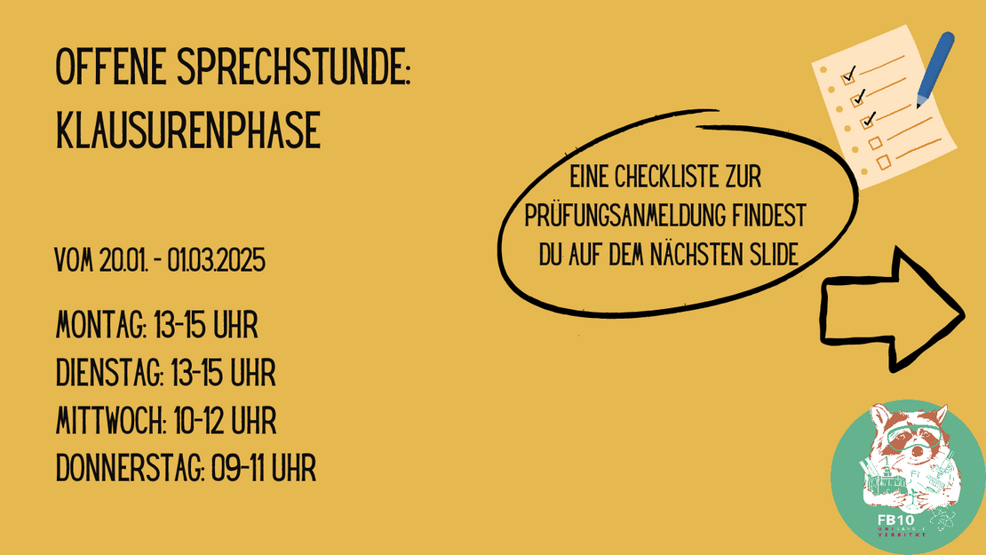 Offene Sprechstunde: Klausurenphase