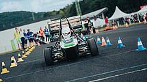 View of an HRT racing car. 